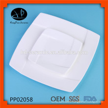 Vaisselle de porcelaine de luxe, plus satinée et plus blanche, assiettes de porcelaine blanche à usage quotidien pour hôtel